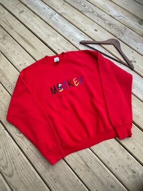 Vintage 90s Mickey Mouse embroidered Colorful letter crewneck